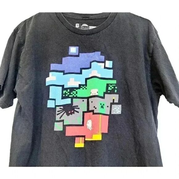 Think Geek World of Minecraft Nine Circles Men's Black Cotton Graphic T-Shirt - Picture 2 of 5